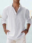 Linen Shirt | Quarter Button | Long Sleeve | Men's Linen Clothes | Men's Shirts