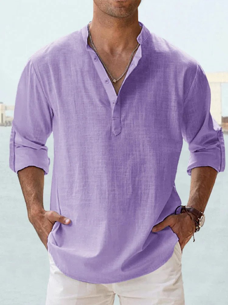 Linen Shirt | Quarter Button | Long Sleeve | Men's Linen Clothes | Men's Shirts
