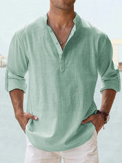 Linen Shirt | Quarter Button | Long Sleeve | Men's Linen Clothes | Men's Shirts