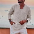 V-Neck Shirt - Men's Lightweight Loose Fit Long Sleeve T-Shirt