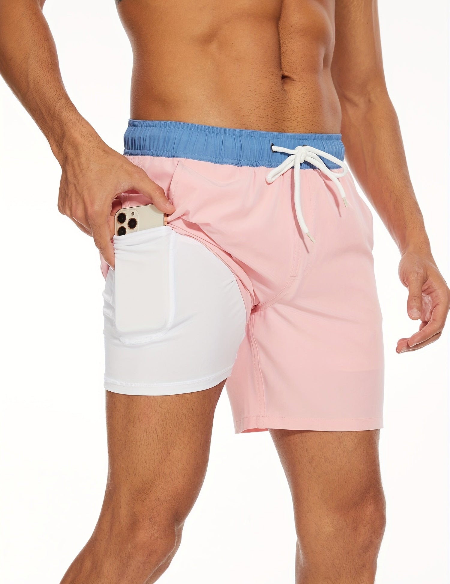 Swim Shorts - Men's Drawstring Quick Dry 2-in-1 Board Shorts