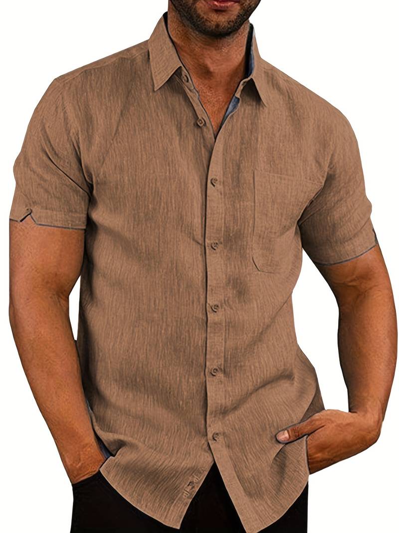 Short Sleeve Shirt - Men's Lightweight Collared Button-Up Shirt