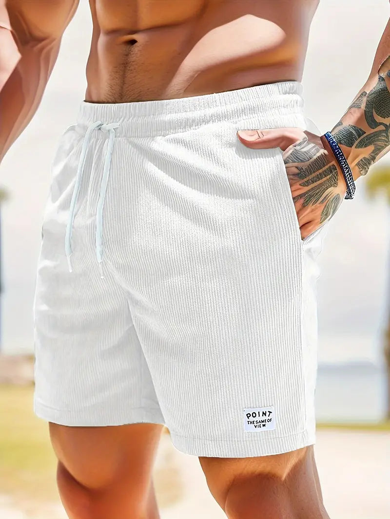 Cord Shorts - Men's Elastic Waist Corduroy Summer Shorts