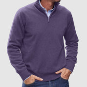 Quarter-Zip Jumper - Men's Casual Half-Zip Pullover Sweater