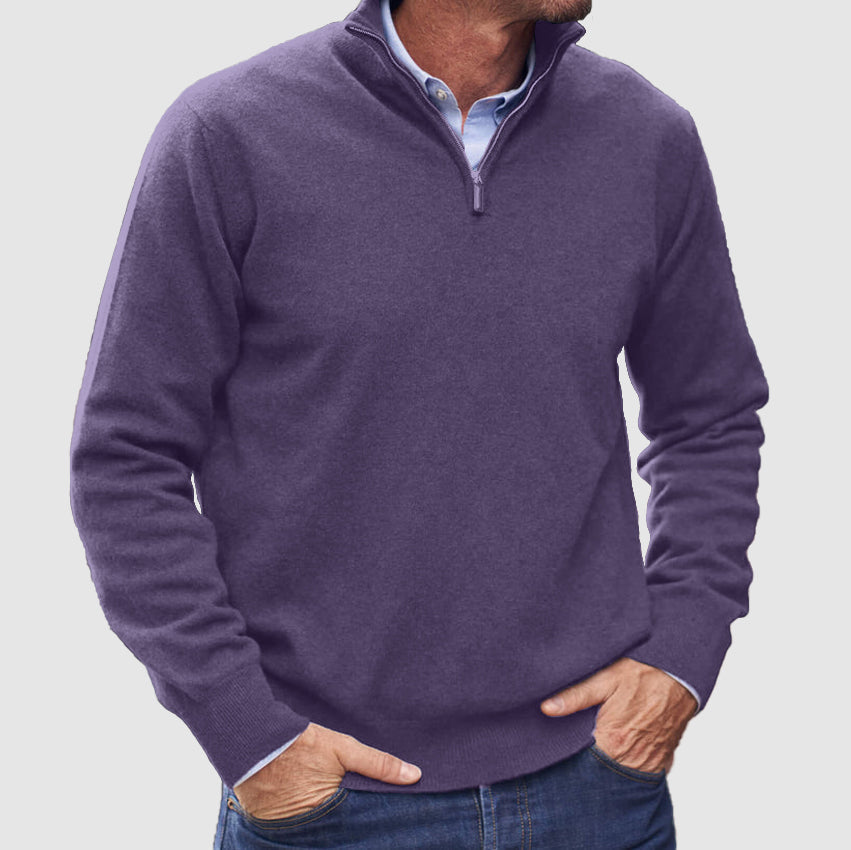 Quarter-Zip Jumper - Men's Casual Half-Zip Pullover Sweater
