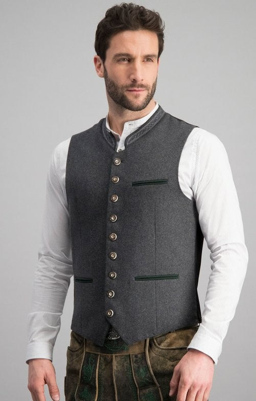 Gray Vest - Men's Classic Sleeveless Single Breasted Suit Vest