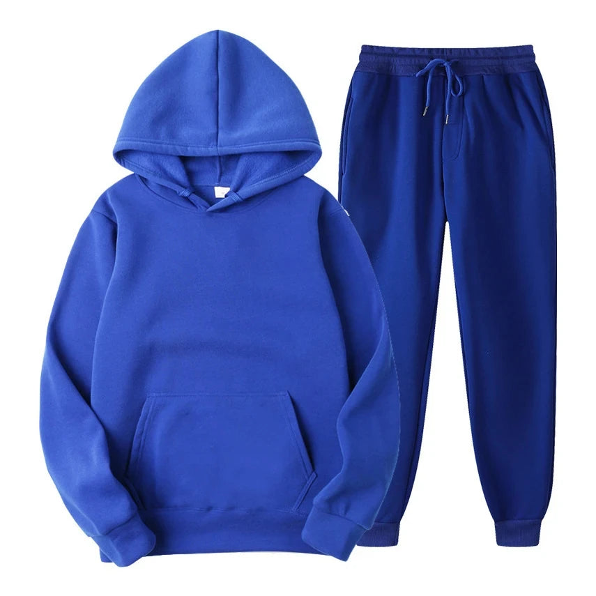 Hoodie Jogger Set - Drawstring - Two-Piece - Sweatsuit - Men's Clothing