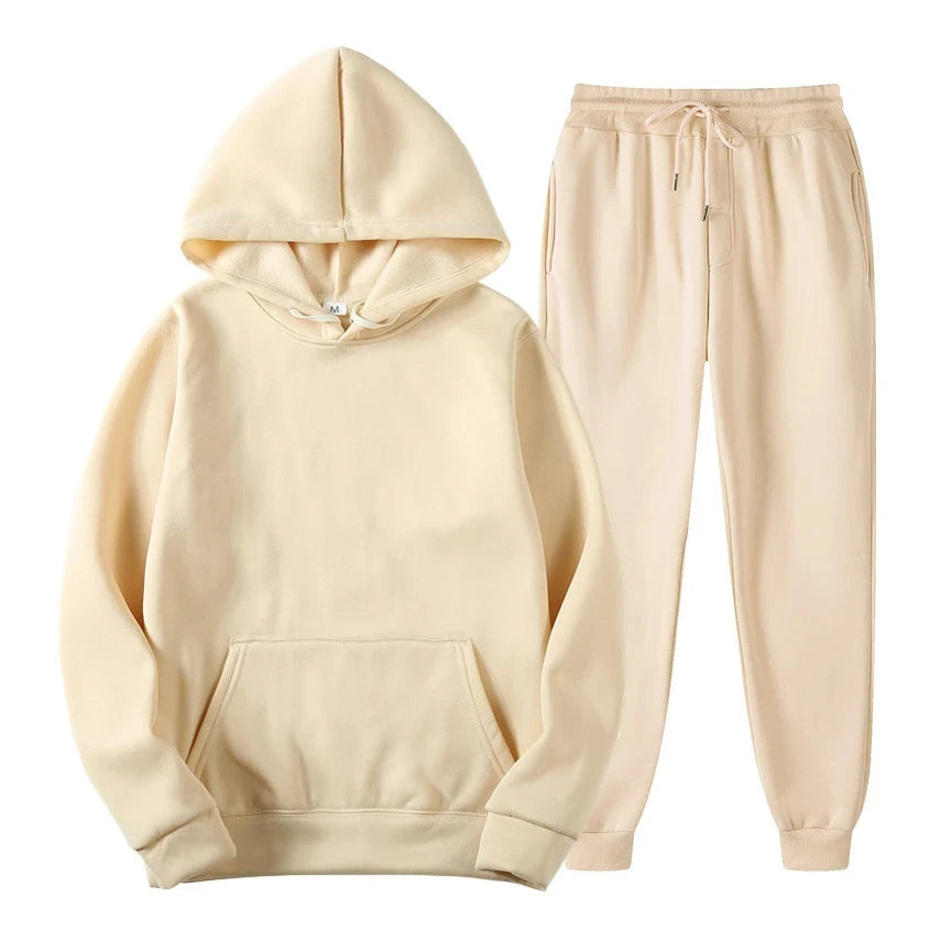 Hoodie Jogger Set - Drawstring - Two-Piece - Sweatsuit - Men's Clothing