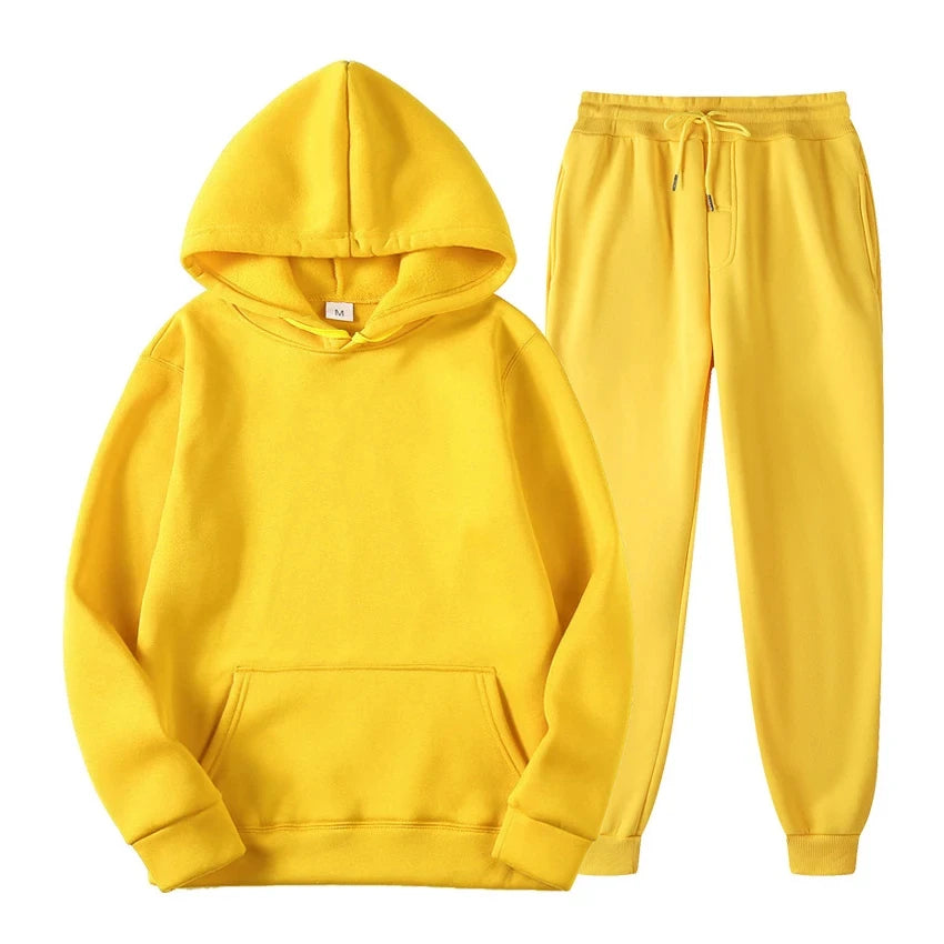 Hoodie Jogger Set - Drawstring - Two-Piece - Sweatsuit - Men's Clothing