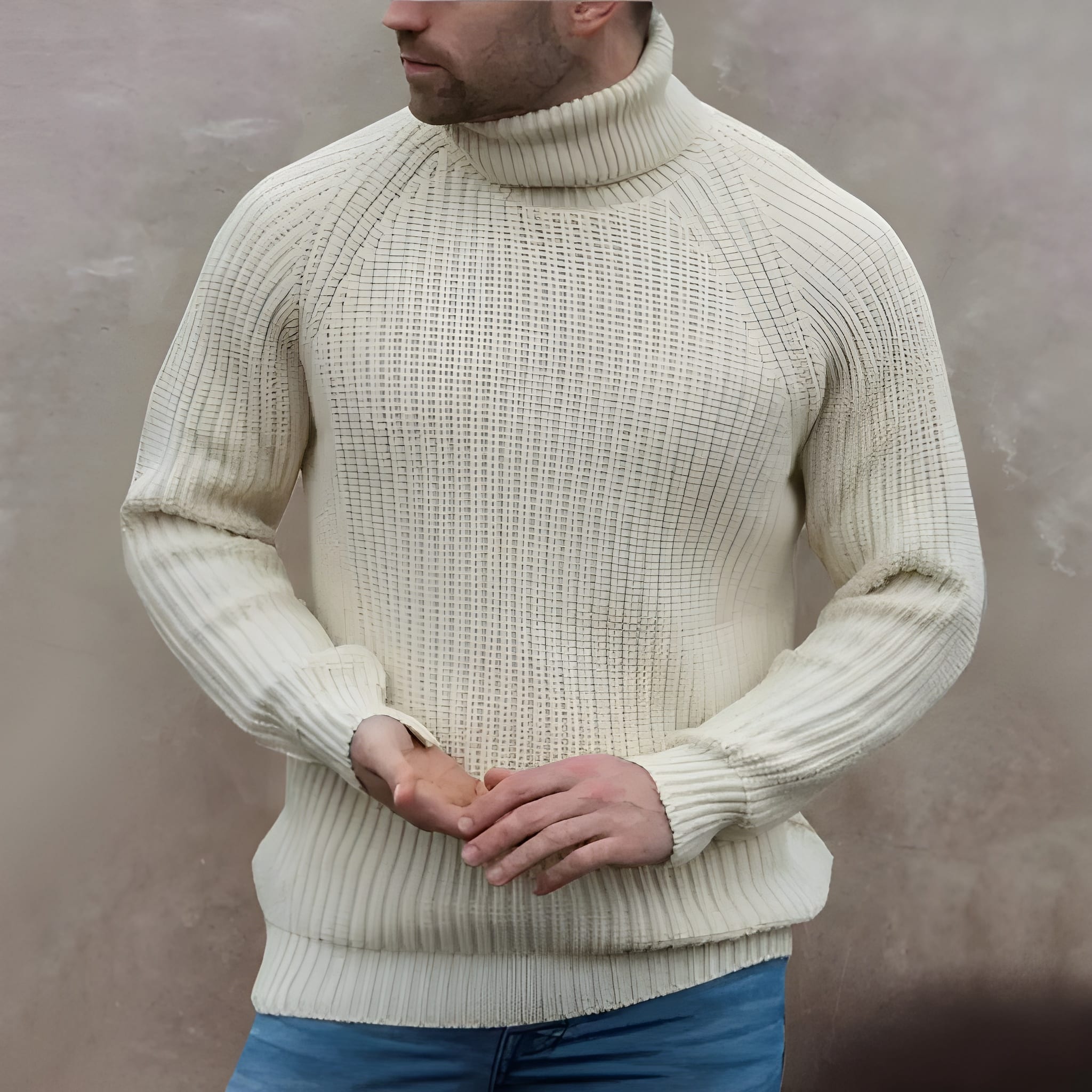Turtleneck Sweater - Roll Neck - Rib Knit - Knitted Jumper - Men's Knitwear
