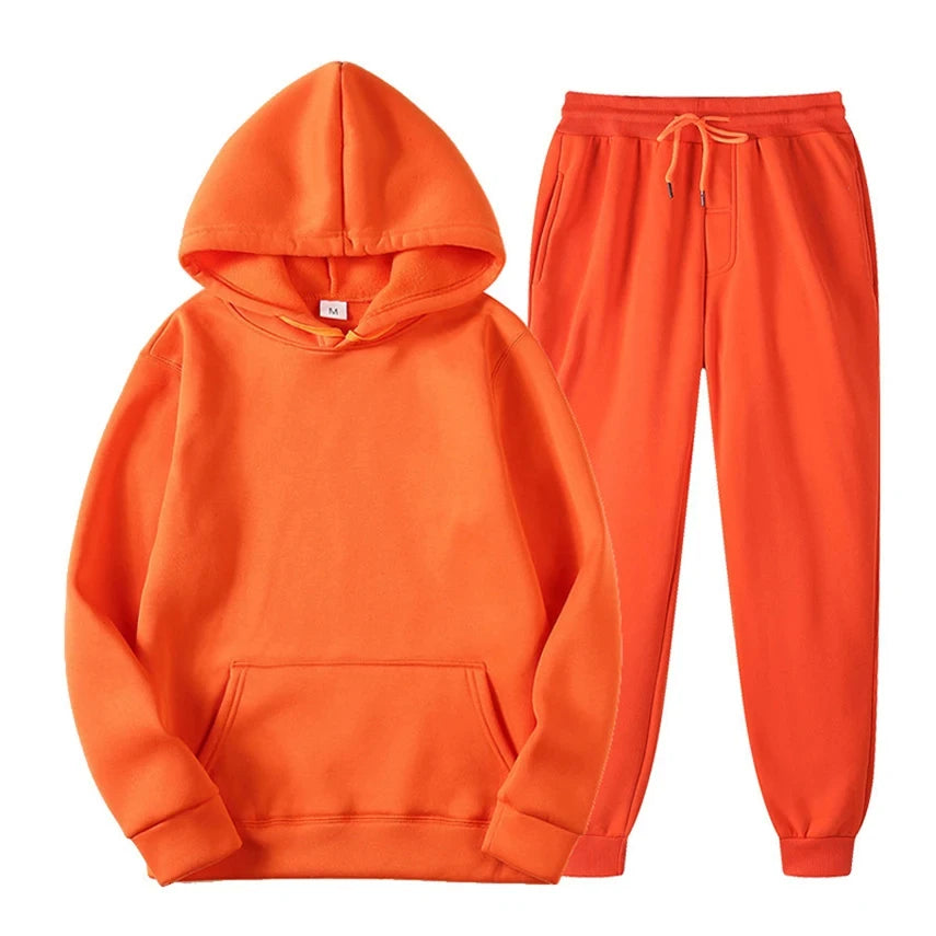 Hoodie Jogger Set - Drawstring - Two-Piece - Sweatsuit - Men's Clothing