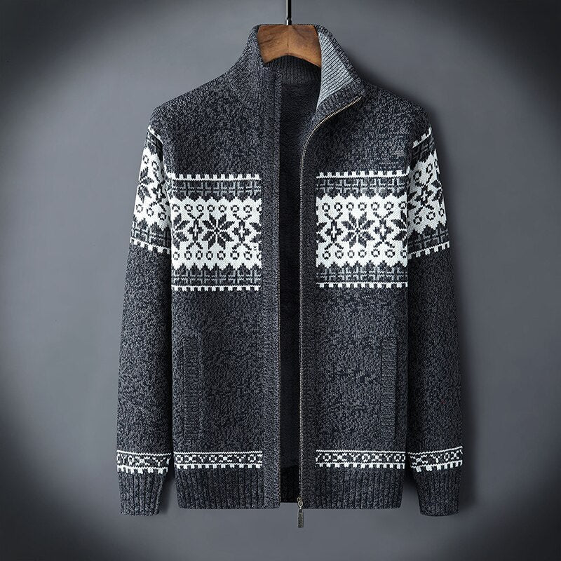 Knitted Cardigan | Winter | Snowflake | Zip-Up Cardigan | Men's Knitwear