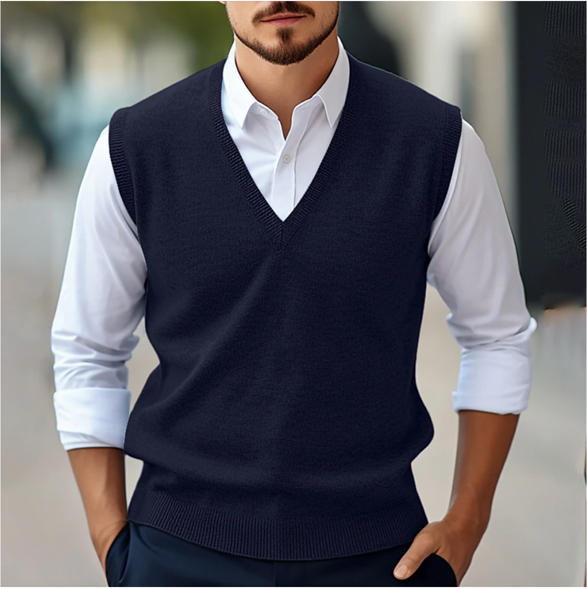 Sweater Vest - V-neck - Sleeveless - Knitted Vest - Men's Vest