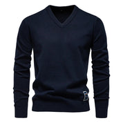 V-Neck Jumper - Men's Classic Casual Long Sleeve Knitted Sweater 