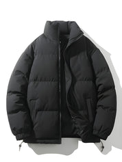 Puffer Jacket - Men's Warm Padded Oversized Jacket for Winter
