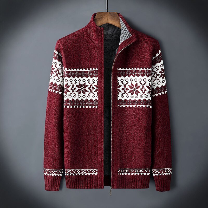 Knitted Cardigan | Winter | Snowflake | Zip-Up Cardigan | Men's Knitwear