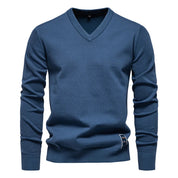 V-Neck Jumper - Men's Classic Casual Long Sleeve Knitted Sweater 