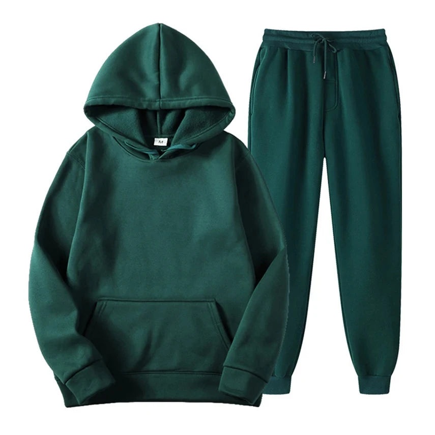 Hoodie Jogger Set - Drawstring - Two-Piece - Sweatsuit - Men's Clothing