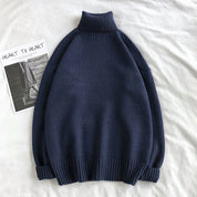 Turtleneck Jumper - Men's Roll Neck Oversized Knitted Sweater