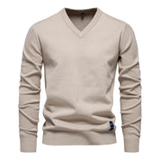 V-Neck Jumper - Men's Classic Casual Long Sleeve Knitted Sweater 