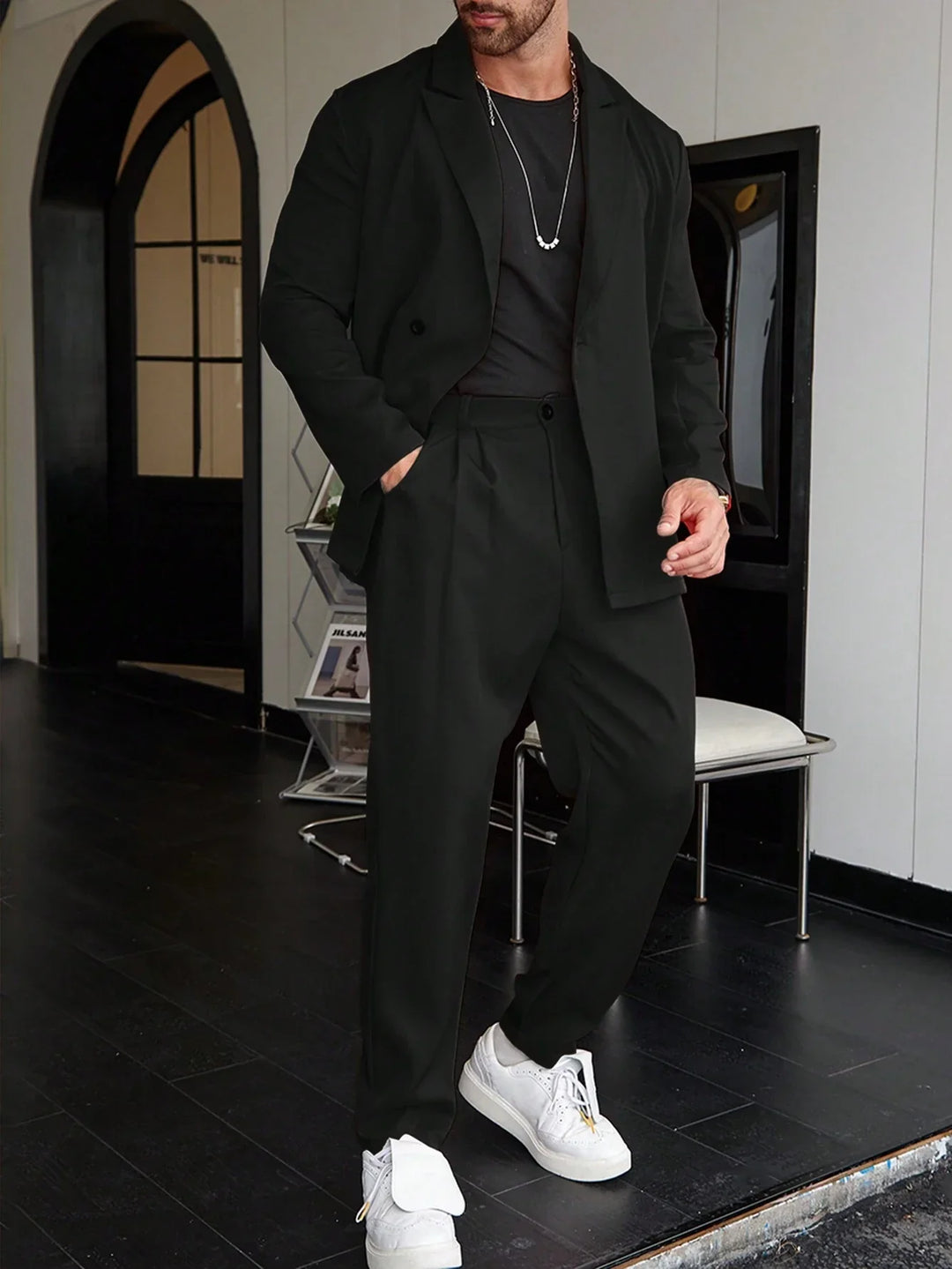 Men's Suit | Relaxed Fit | Pleated Trousers | Blazer and Trouser Set | Mens Two-Piece Set