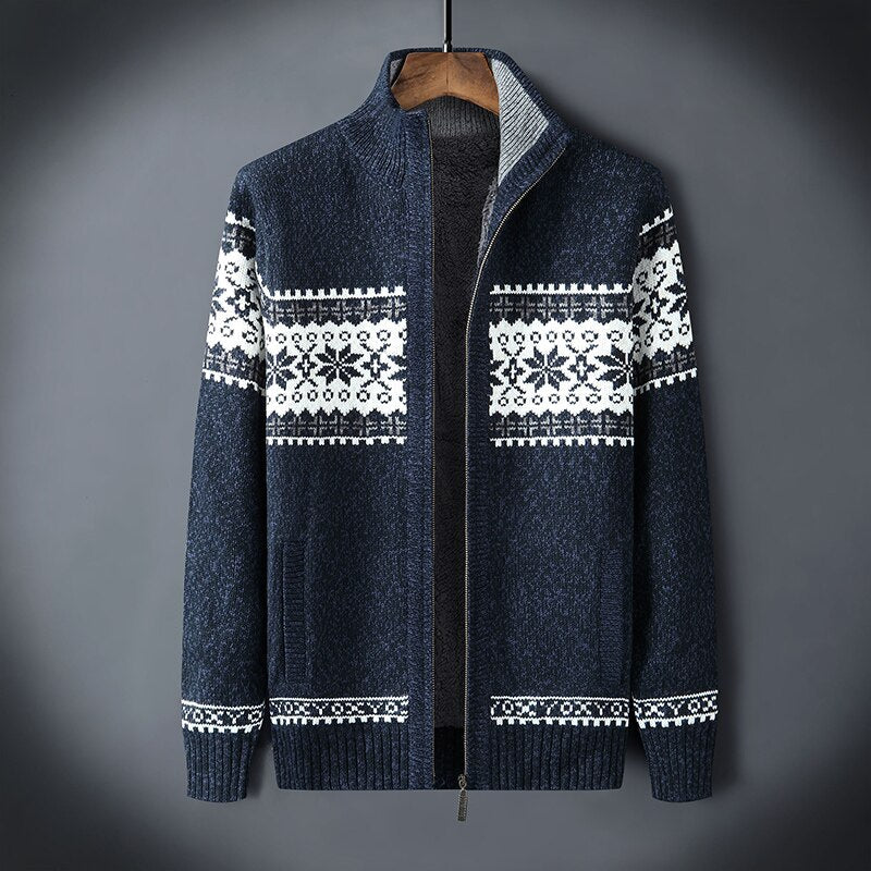 Knitted Cardigan | Winter | Snowflake | Zip-Up Cardigan | Men's Knitwear
