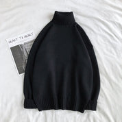 Turtleneck Jumper - Men's Roll Neck Oversized Knitted Sweater