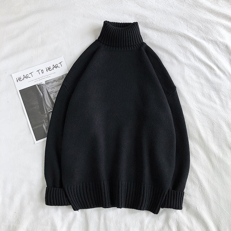 Turtleneck Jumper - Men's Roll Neck Oversized Knitted Sweater
