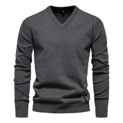 V-Neck Jumper - Men's Classic Casual Long Sleeve Knitted Sweater 
