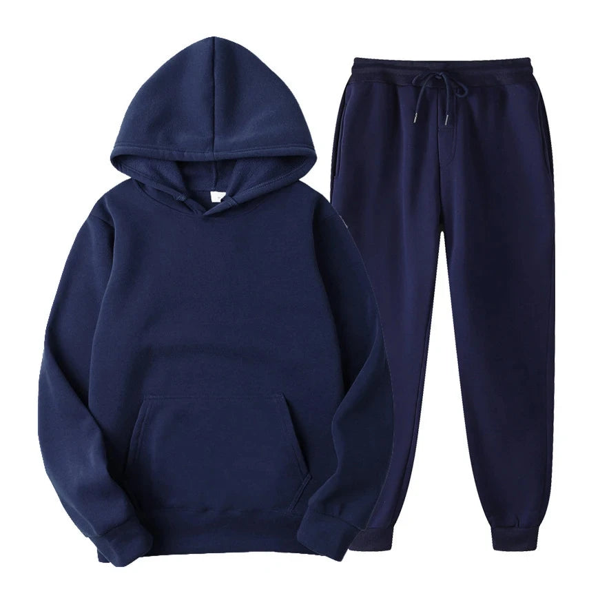 Hoodie Jogger Set - Drawstring - Two-Piece - Sweatsuit - Men's Clothing