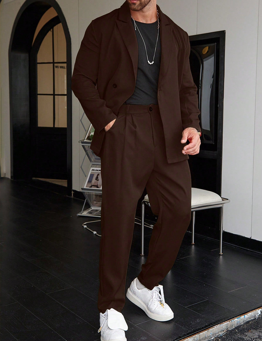 Men's Suit | Relaxed Fit | Pleated Trousers | Blazer and Trouser Set | Mens Two-Piece Set
