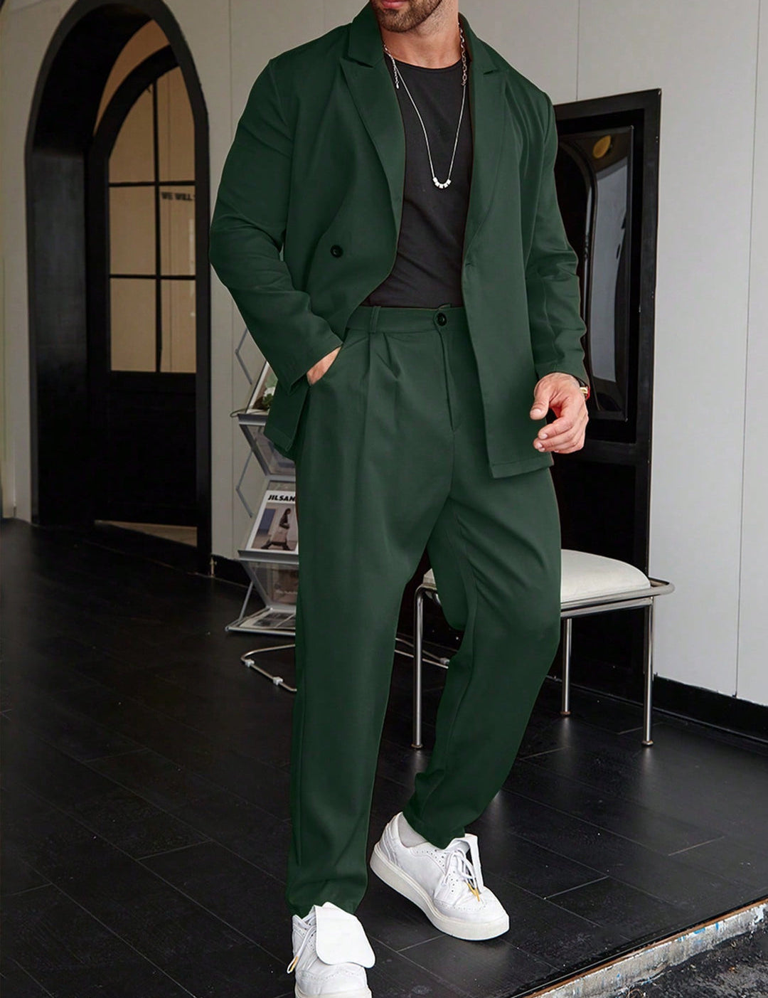 Men's Suit | Relaxed Fit | Pleated Trousers | Blazer and Trouser Set | Mens Two-Piece Set