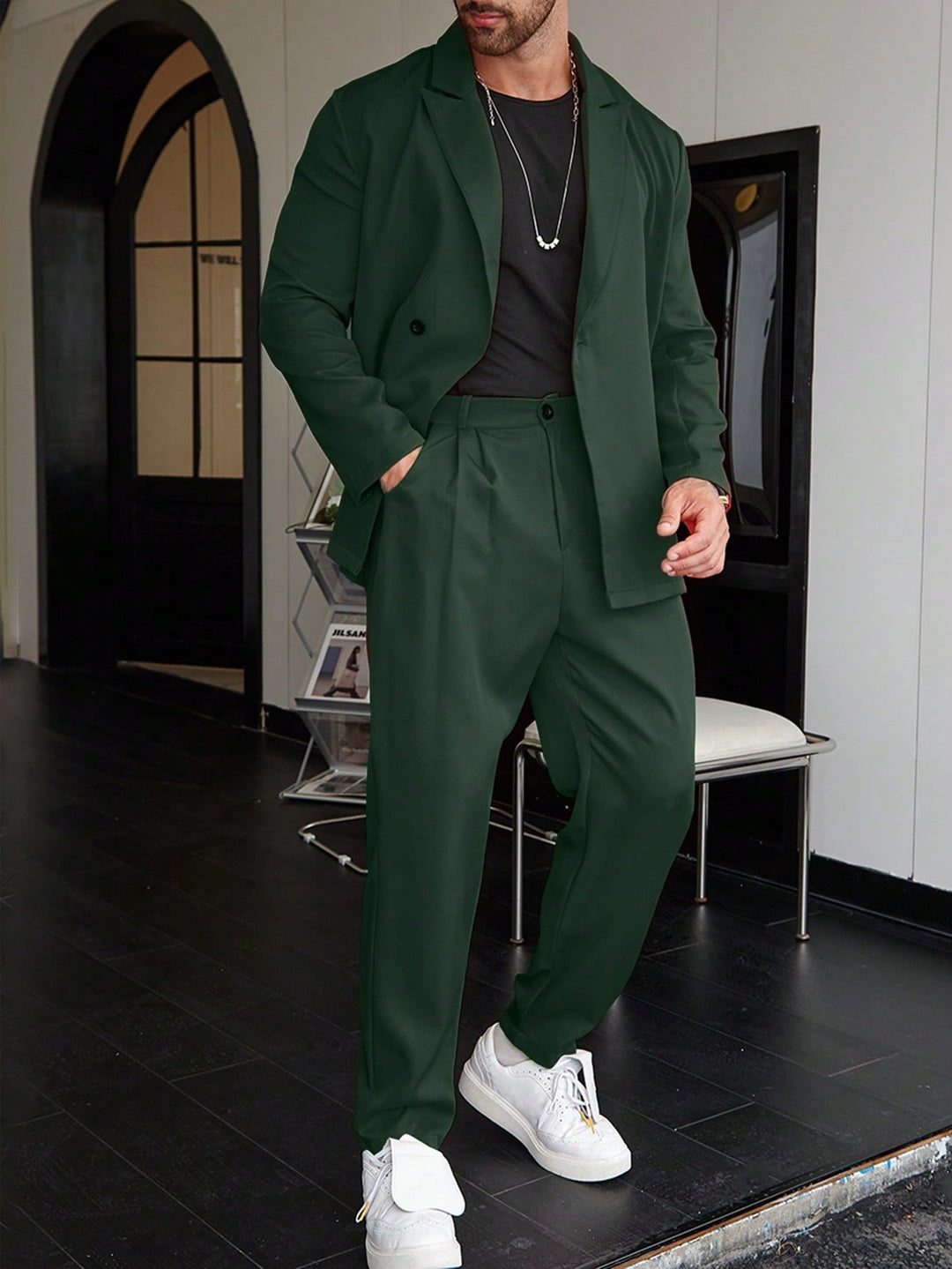 Men's Suit | Relaxed Fit | Pleated Trousers | Blazer and Trouser Set | Mens Two-Piece Set