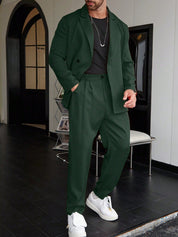 Men's Suit | Relaxed Fit | Pleated Trousers | Blazer and Trouser Set | Mens Two-Piece Set