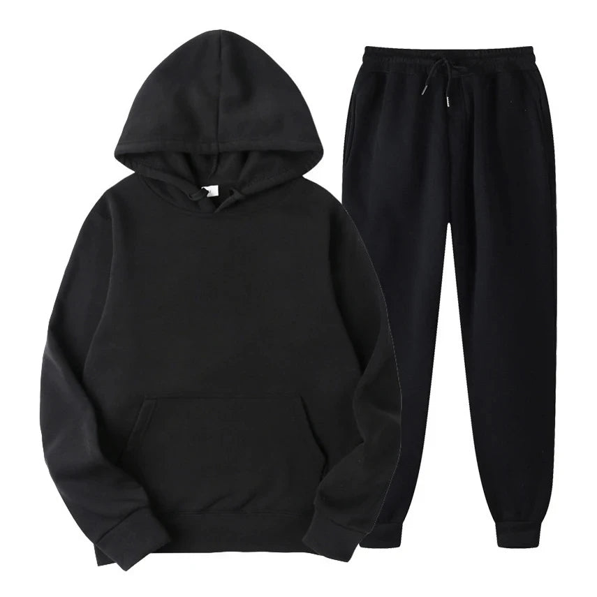 Hoodie Jogger Set - Drawstring - Two-Piece - Sweatsuit - Men's Clothing