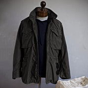 Cargo Jacket - Men's Hooded Lightweight Black Green Jacket