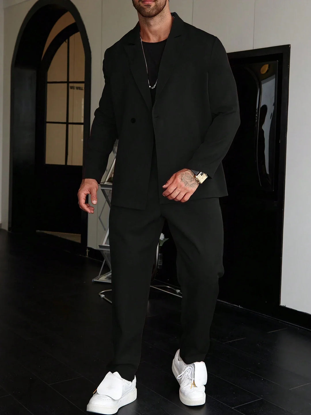 Men's Suit | Relaxed Fit | Pleated Trousers | Blazer and Trouser Set | Mens Two-Piece Set