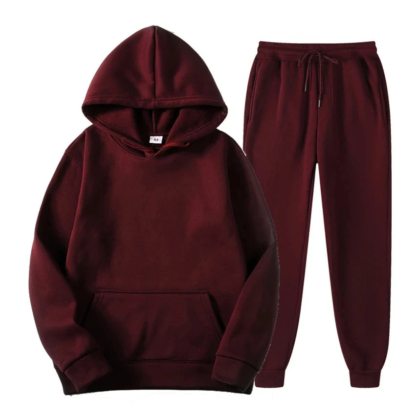 Hoodie Jogger Set - Drawstring - Two-Piece - Sweatsuit - Men's Clothing