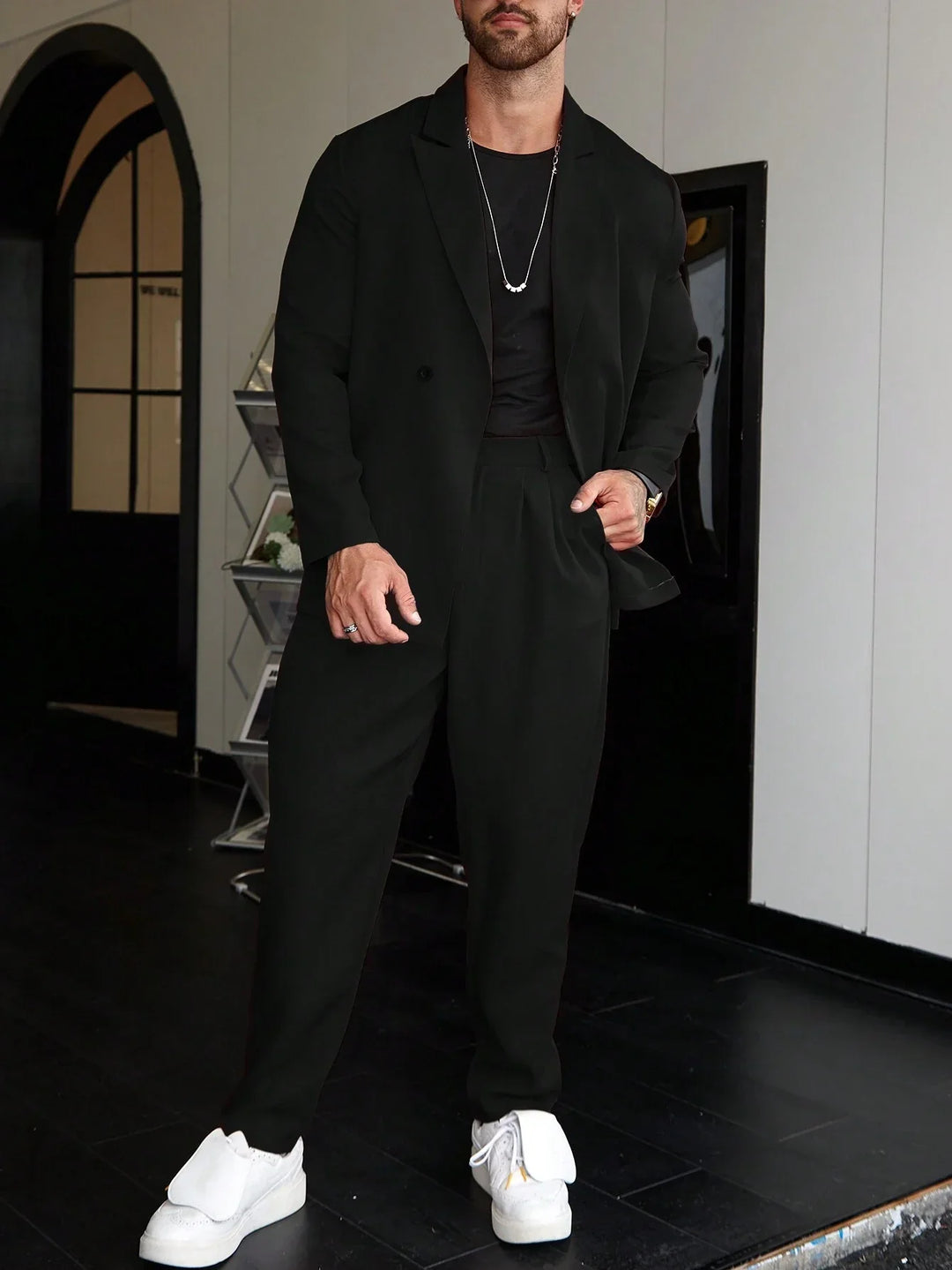 Men's Suit | Relaxed Fit | Pleated Trousers | Blazer and Trouser Set | Mens Two-Piece Set