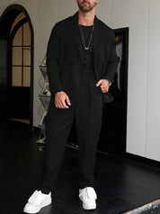 Men's Suit | Relaxed Fit | Pleated Trousers | Blazer and Trouser Set | Mens Two-Piece Set