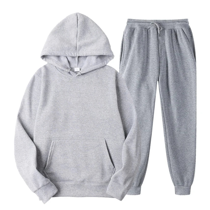 Hoodie Jogger Set - Drawstring - Two-Piece - Sweatsuit - Men's Clothing