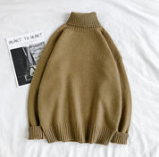 Turtleneck Jumper - Men's Roll Neck Oversized Knitted Sweater