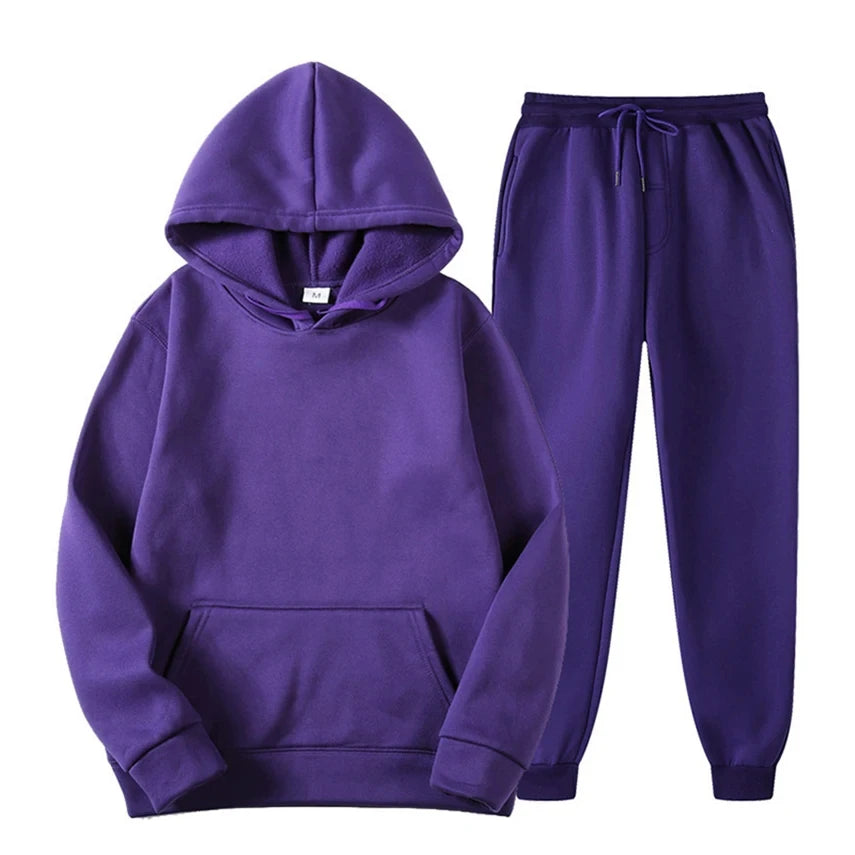 Hoodie Jogger Set - Drawstring - Two-Piece - Sweatsuit - Men's Clothing