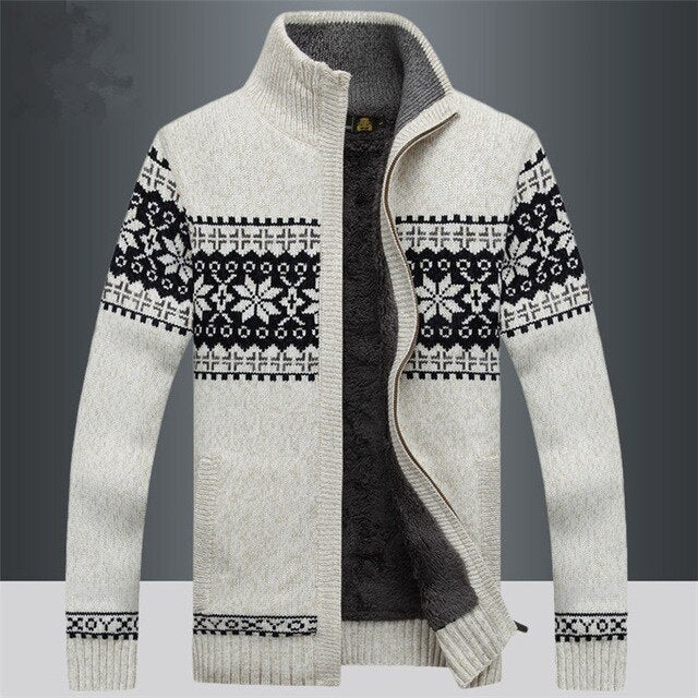 Knitted Cardigan | Winter | Snowflake | Zip-Up Cardigan | Men's Knitwear