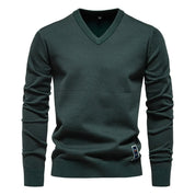 V-Neck Jumper - Men's Classic Casual Long Sleeve Knitted Sweater 