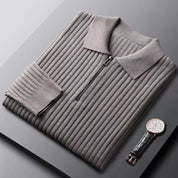 Quarter Zip Jumper - Men's Collared Knitted Polo Pullover Sweater