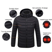 Heated Jacket - Hooded - Puffer - Down Jacket - Men's Winter Jacket 