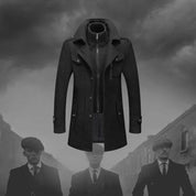 Wool Coat - Men's Mid Length Zip-Up Wool Jacket for Winter