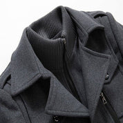 Wool Coat - Men's Mid Length Zip-Up Wool Jacket for Winter