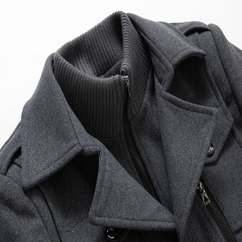 Men's Jacket - Zip-Up - Single Breasted - Woolen Coat - Winter Jacket